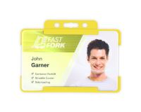 Yellow Single-Sided Open Faced ID Card Holders - Landscape (Pack of 100)